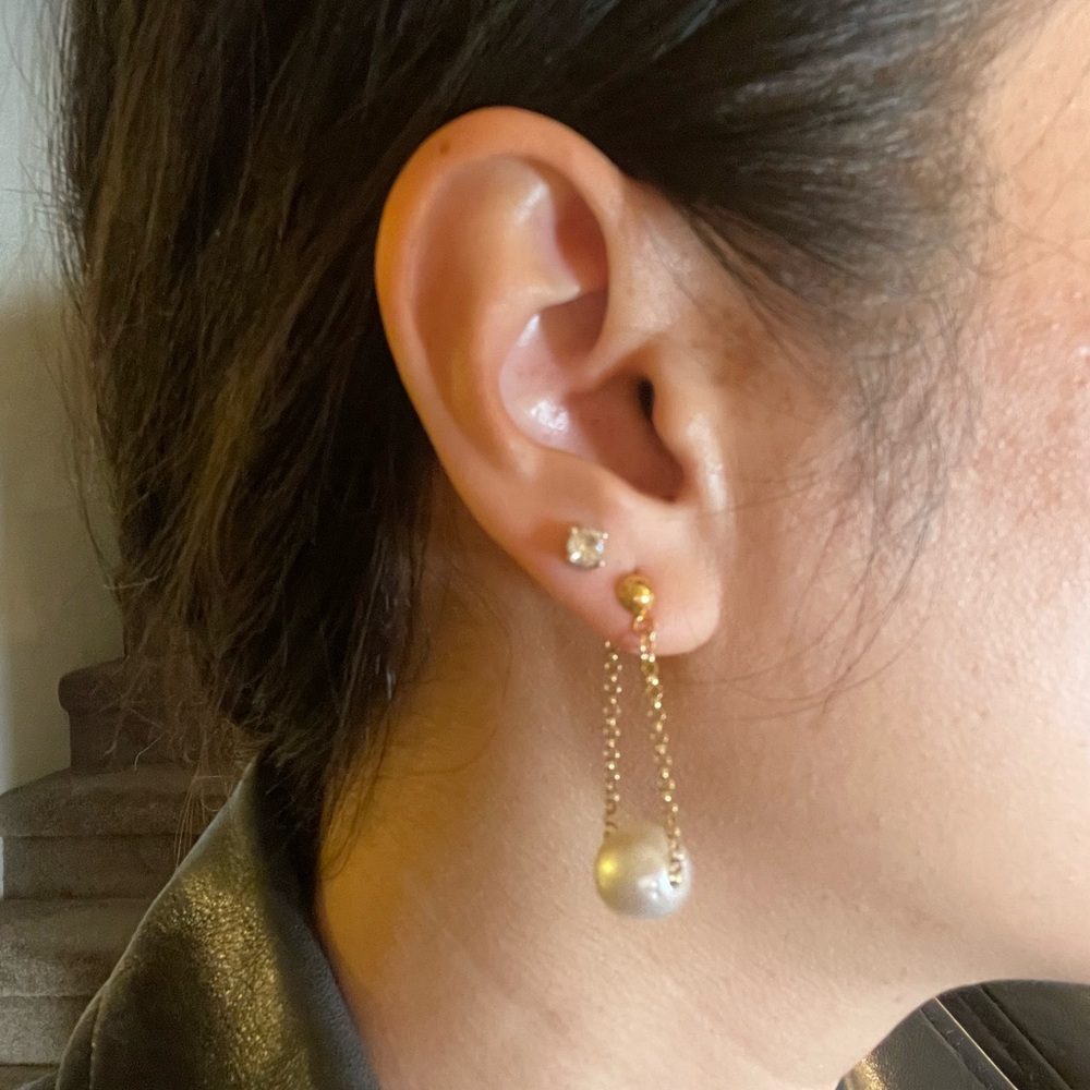 Rare 12mm South Sea Pearl Drops | Solid 18K Gold | Palawan Origin - Picture 11 of 12